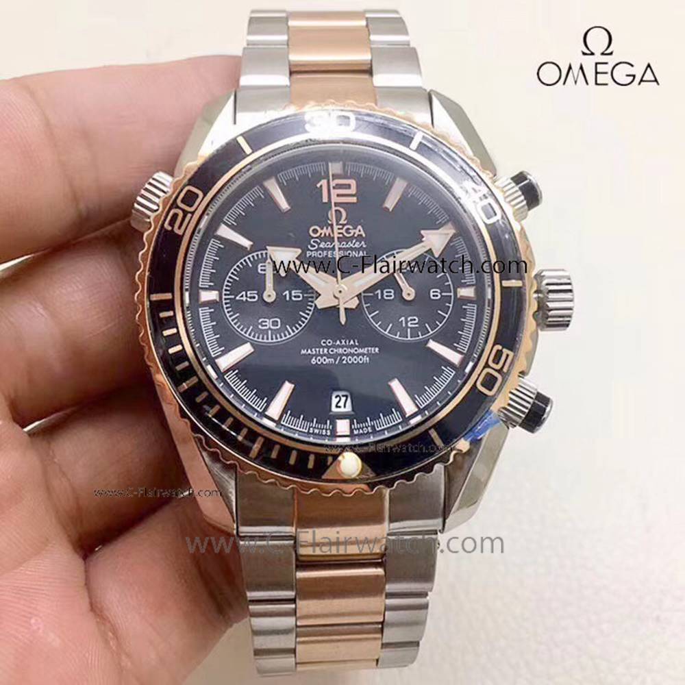 Japan Grade OMEGA Seamaster Chrono Fake Watch 2 Tone Rose Gold